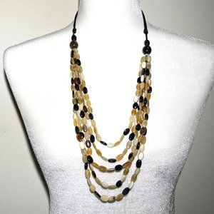 Vintage 3-Strand Necklace with Neutral Shades of Brown and Tan Beaded
